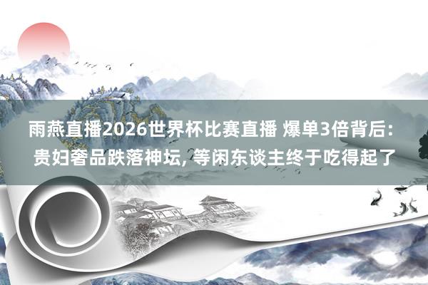 雨燕直播2026世界杯比赛直播 爆单3倍背后: 贵妇奢品跌落神坛, 等闲东谈主终于吃得起了