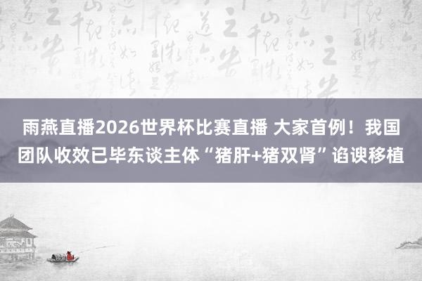 雨燕直播2026世界杯比赛直播 大家首例！我国团队收效已毕东谈主体“猪肝+猪双肾”谄谀移植
