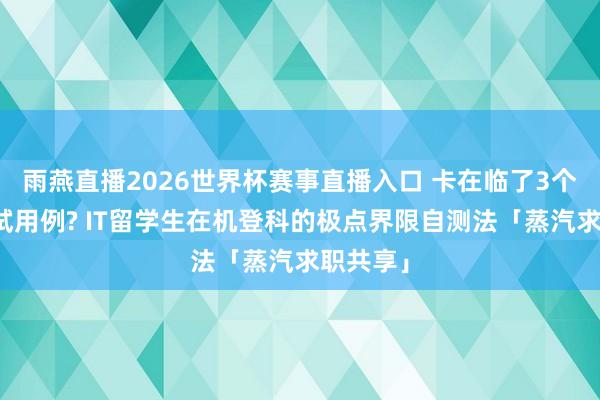雨燕直播2026世界杯赛事直播入口 卡在临了3个荫藏测试用例? IT留学生在机登科的极点界限自测法「蒸汽求职共享」