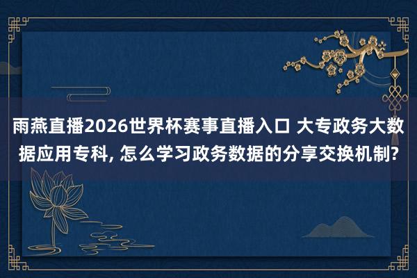 雨燕直播2026世界杯赛事直播入口 大专政务大数据应用专科, 怎么学习政务数据的分享交换机制?