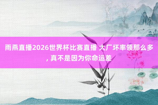 雨燕直播2026世界杯比赛直播 大厂坏率领那么多, 真不是因为你命运差