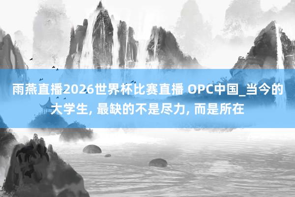 雨燕直播2026世界杯比赛直播 OPC中国_当今的大学生, 最缺的不是尽力, 而是所在