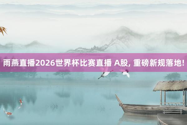 雨燕直播2026世界杯比赛直播 A股, 重磅新规落地!
