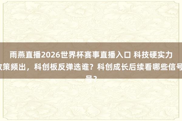 雨燕直播2026世界杯赛事直播入口 科技硬实力政策频出，科创板反弹选谁？科创成长后续看哪些信号？