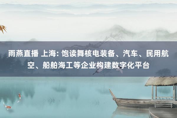雨燕直播 上海: 饱读舞核电装备、汽车、民用航空、船舶海工等企业构建数字化平台