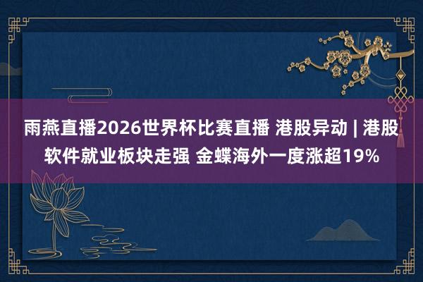 雨燕直播2026世界杯比赛直播 港股异动 | 港股软件就业板块走强 金蝶海外一度涨超19%