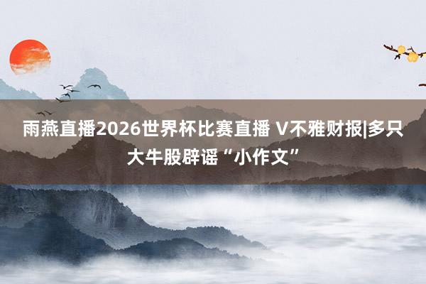 雨燕直播2026世界杯比赛直播 V不雅财报|多只大牛股辟谣“小作文”