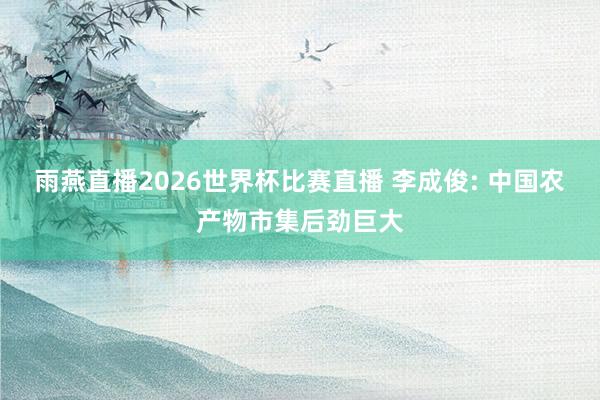 雨燕直播2026世界杯比赛直播 李成俊: 中国农产物市集后劲巨大