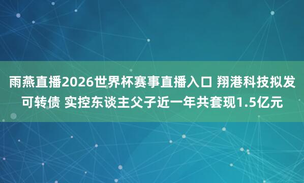 雨燕直播2026世界杯赛事直播入口 翔港科技拟发可转债 实控东谈主父子近一年共套现1.5亿元