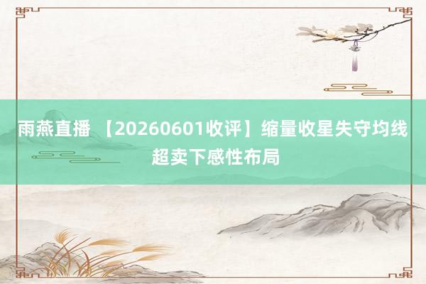 雨燕直播 【20260601收评】缩量收星失守均线 超卖下感性布局