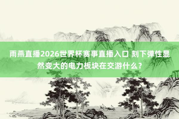 雨燕直播2026世界杯赛事直播入口 刻下弹性显然变大的电力板块在交游什么？