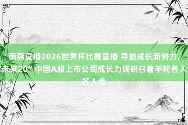雨燕直播2026世界杯比赛直播 寻迹成长新势力, “未来20”中国A股上市公司成长力调研召着手轮各人会