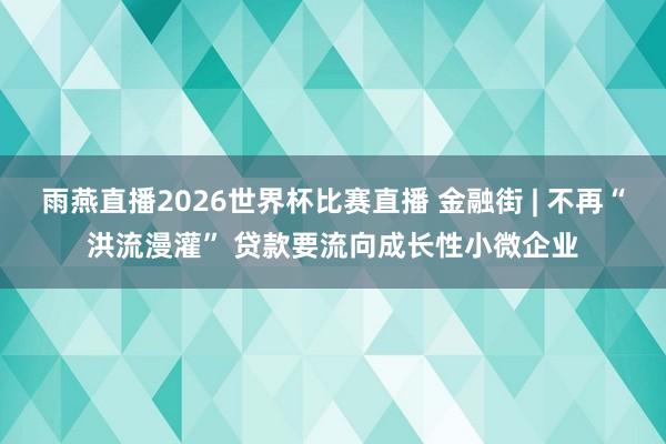 雨燕直播2026世界杯比赛直播 金融街 | 不再“洪流漫灌” 贷款要流向成长性小微企业