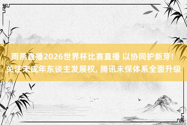 雨燕直播2026世界杯比赛直播 以协同护新芽! 关注未成年东谈主发展权, 腾讯未保体系全面升级