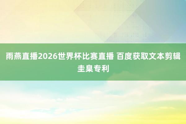 雨燕直播2026世界杯比赛直播 百度获取文本剪辑圭臬专利