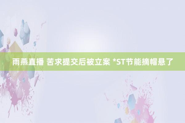 雨燕直播 苦求提交后被立案 *ST节能摘帽悬了