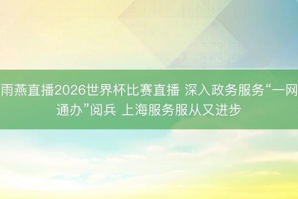 雨燕直播2026世界杯比赛直播 深入政务服务“一网通办”阅兵 上海服务服从又进步