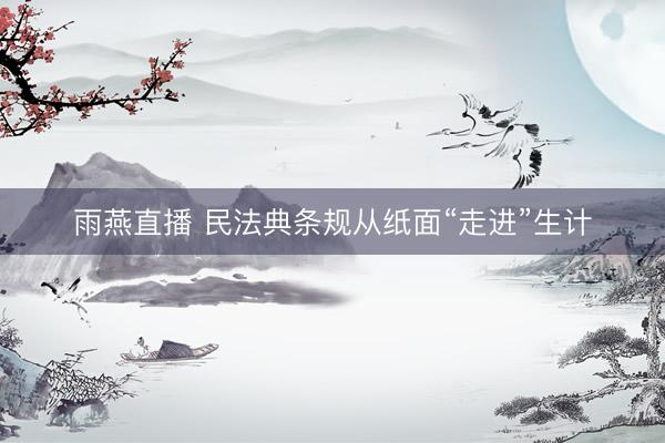 雨燕直播 民法典条规从纸面“走进”生计