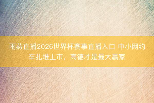 雨燕直播2026世界杯赛事直播入口 中小网约车扎堆上市，高德才是最大赢家