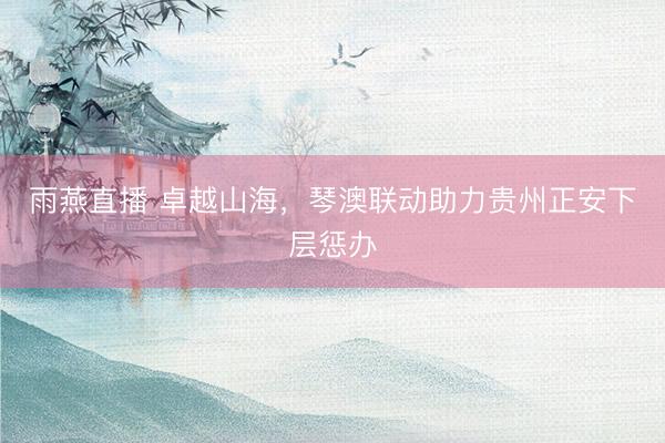 雨燕直播 卓越山海，琴澳联动助力贵州正安下层惩办