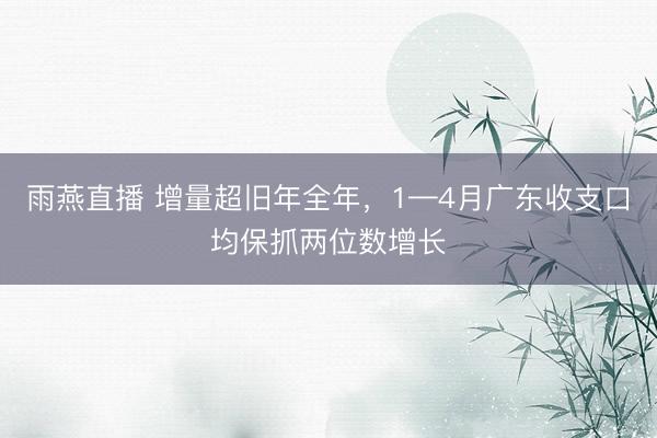 雨燕直播 增量超旧年全年，1—4月广东收支口均保抓两位数增长